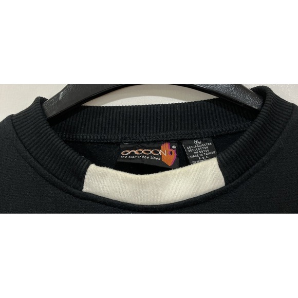 Vintage SASSON Crewneck‎ Sweatshirt Large Chest Patch Striped Sleeves Men's XL - Picture 4 of 8